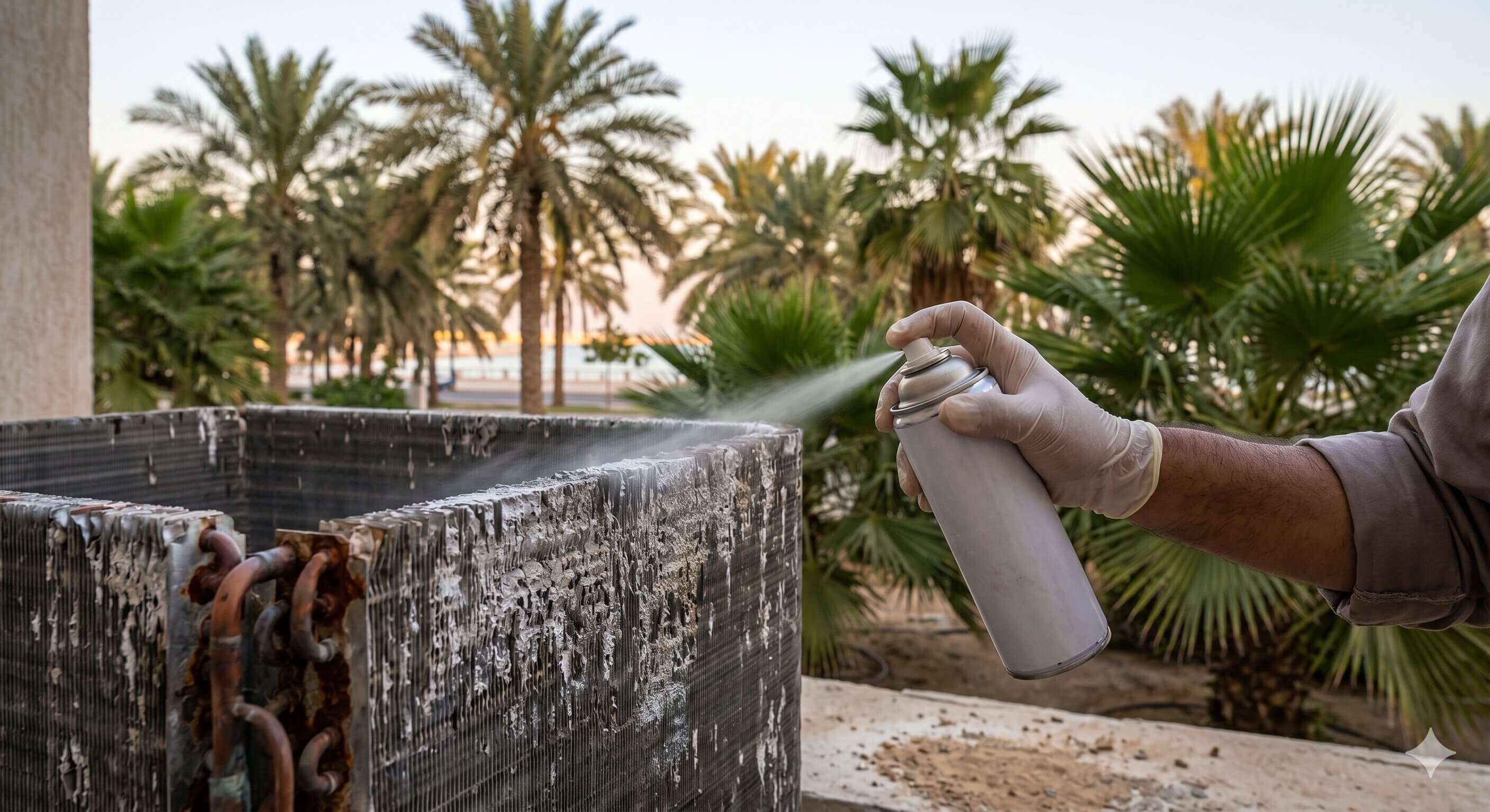 تنظيف ملف المكيف بالرش في جازان للحماية من الرطوبة الساحلية